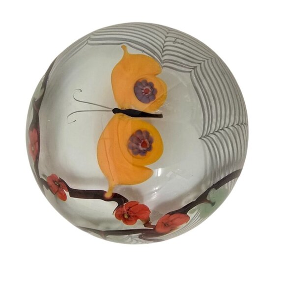 Bridgeton Studio 1978 Chris Buzzini Butterfly & Flower Paperweight - Picture 3 of 15